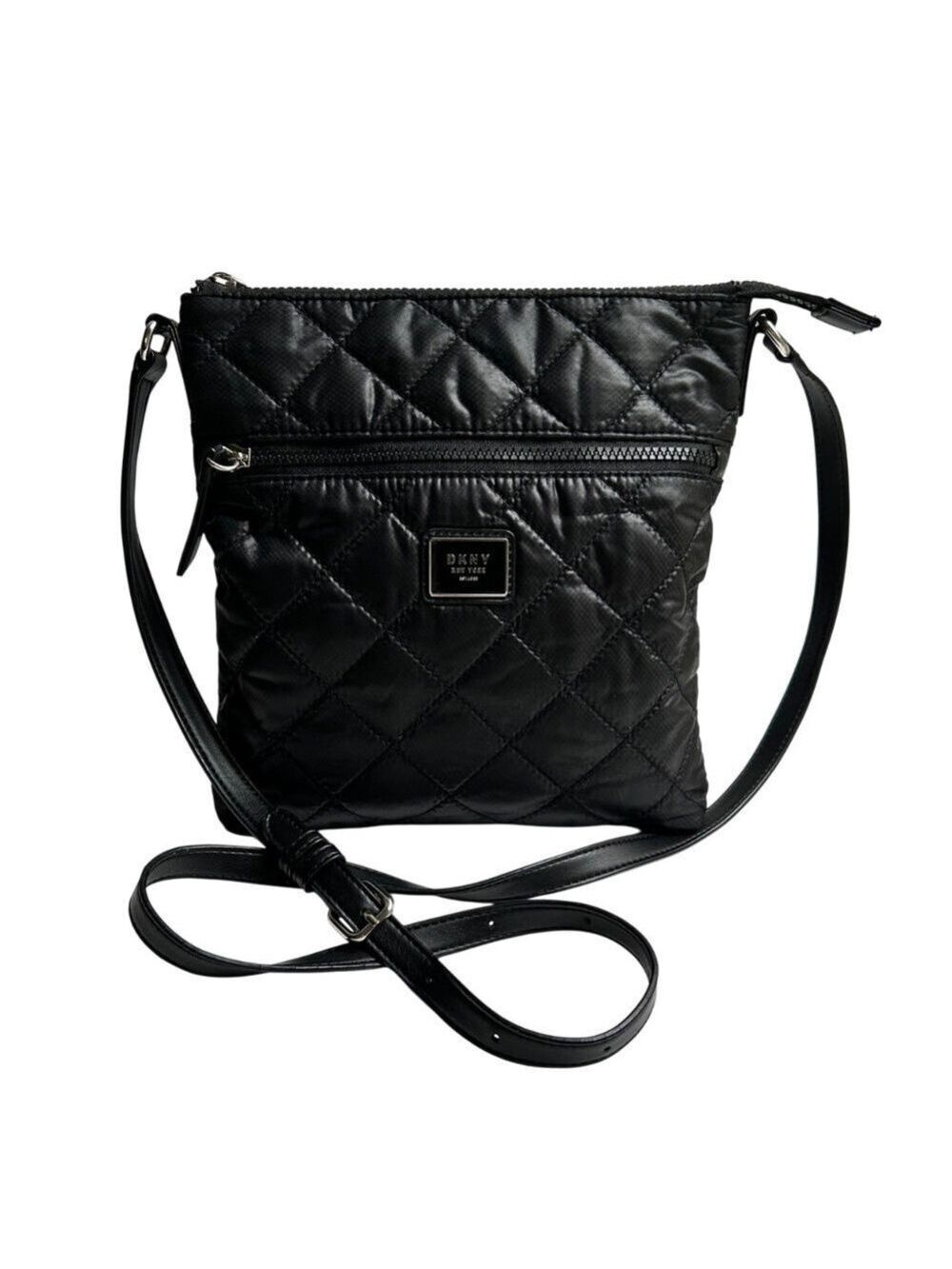 DKNY New York Maya Quilted Nylon Adjustable Crossbody Bag Black